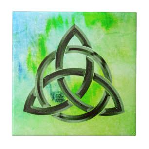 Azulejo De Cerámica Trinity Knot Celtic Green Grunge Vintage