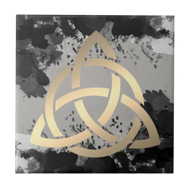 Azulejo De Cerámica Trinity Knot Celtic Oscuro Nubes (Frente)