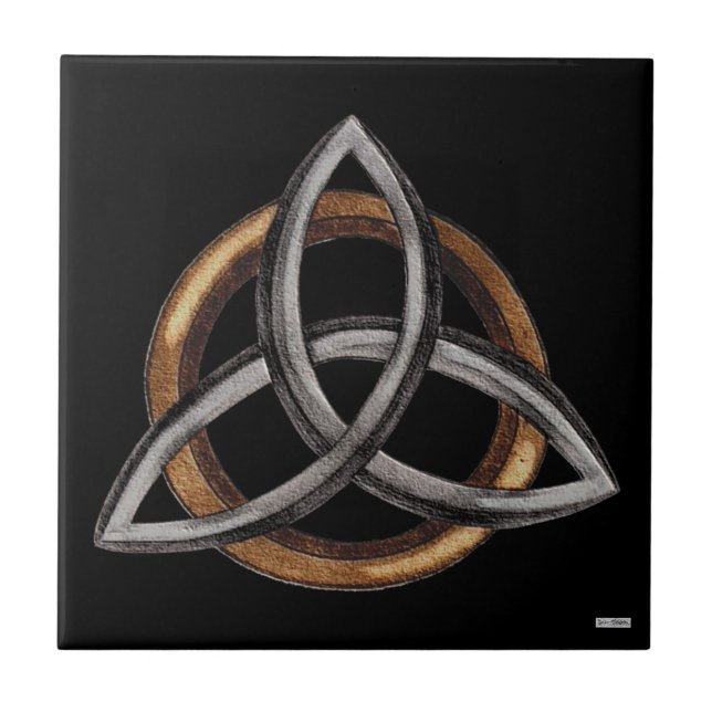 Azulejo De Cerámica Triquetra (Marrón/Plata) (Frente)