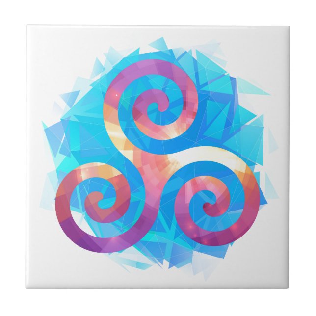 Azulejo De Cerámica Triskel bretón brillante (Frente)