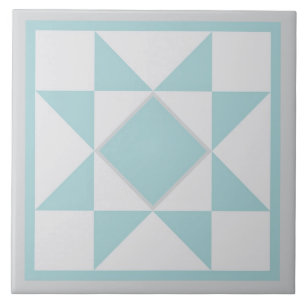 Azulejo De Cerámica Trivet de calcinado - Estrella de sawtooth (azul/g