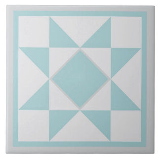 Azulejo De Cerámica Trivet de calcinado - Estrella de sawtooth (azul/g