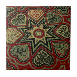 Azulejo De Cerámica Trívet/mosaico de 'Corazones Rústicos'