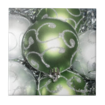 Trivet/Tile "Green and Silver Sparkle"