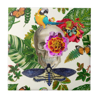 Azulejo De Cerámica Tropical Skull