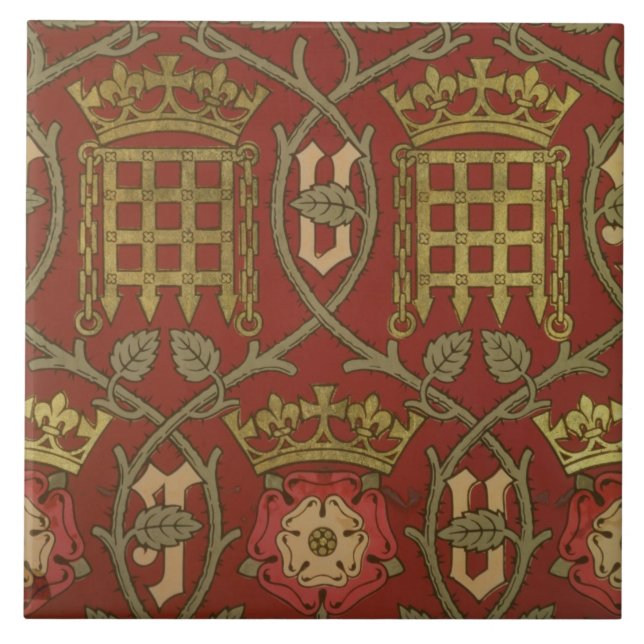 Azulejo De Cerámica "Tudor subió", papel pintado de la reproducción (Frente)
