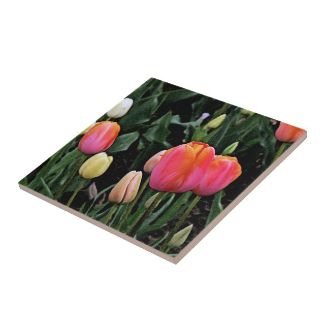 AZULEJO DE CERÁMICA "TULIP GARDEN" BALDOSAS/TRIVET CERAMIC (Lado)