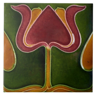 Azulejo de cerámica - Tulipán antiguo Art Nouveau