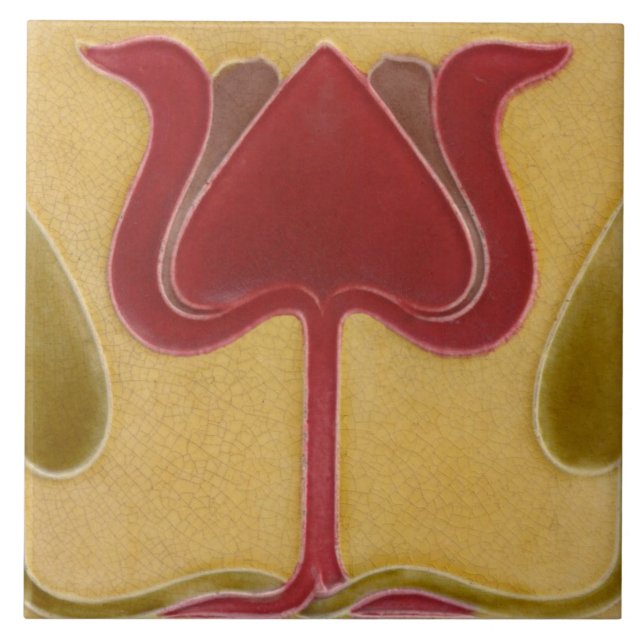 Azulejo de cerámica - Tulipán Art Nouveau de aspec (Frente)