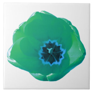 Azulejo De Cerámica Tulipán verde y azul