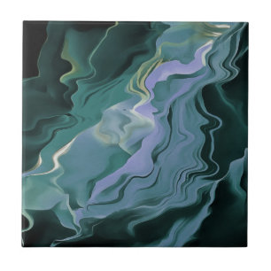 Azulejo De Cerámica Turbulencia azul Pour Acrílico Resumen de arte