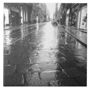 Azulejo De Cerámica Turín Italia, calle mojada por la noche