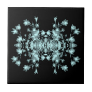 Azulejo De Cerámica Turquesa Azul Acuático Floral Patrón Gráfico