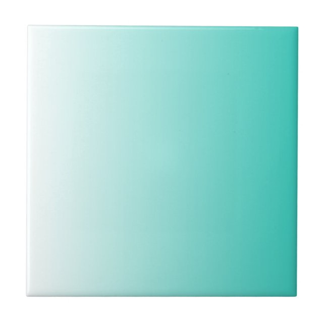 Azulejo De Cerámica Turquesa Blanco Ombre (Frente)