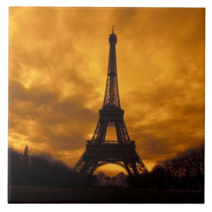 Azulejo De Cerámica UE, Francia, París.  Torre Eiffel.