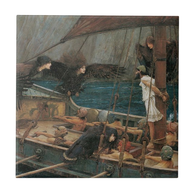 Azulejo De Cerámica Ulises y las sirenas de John William Waterhouse (Frente)