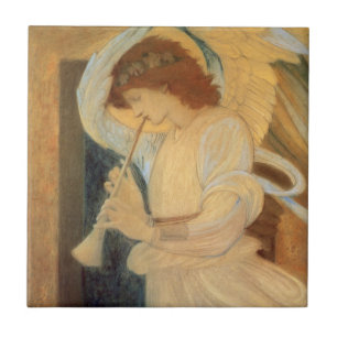 Azulejo De Cerámica Un ángel tocando un flageolet de Burne Jones
