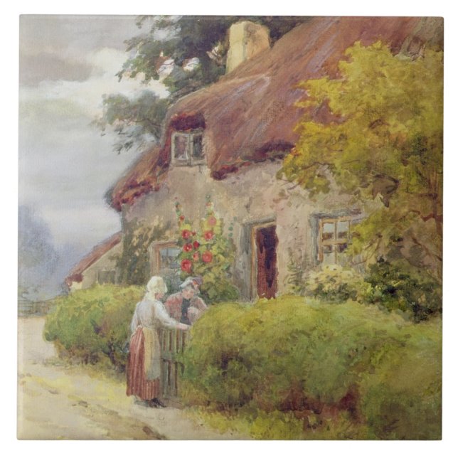 Azulejo De Cerámica Un chisme de la tarde (Frente)