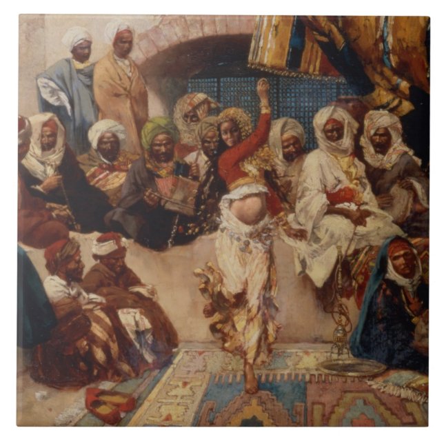 Azulejo De Cerámica Un grupo interesado, 1883 (aceite en lona) (Frente)