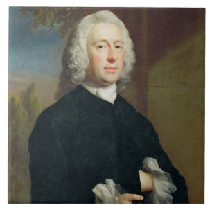 Azulejo De Cerámica Un hombre desconocido en el negro, 1735 (aceite en