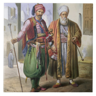 Azulejo De Cerámica Un Janissary y un comerciante en El Cairo,