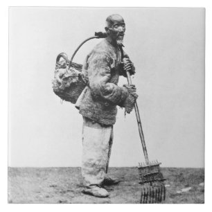 Azulejo De Cerámica Un jornalero chino, c.1870 (foto de b/w)