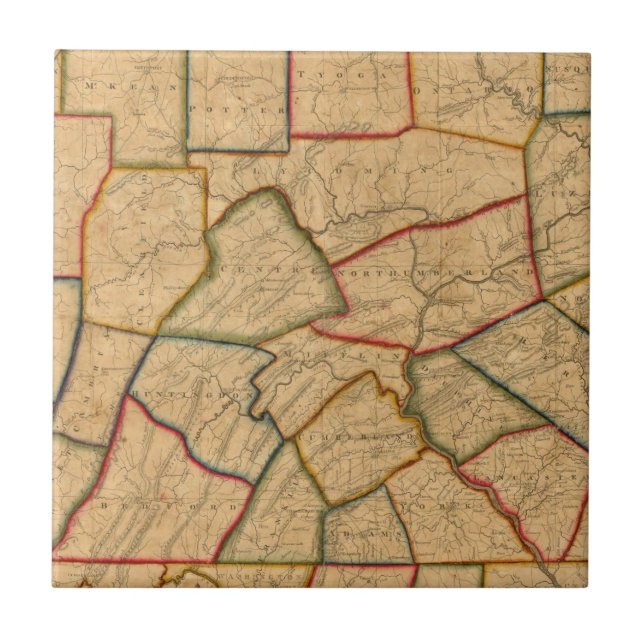 Azulejo De Cerámica Un mapa del estado de Pennsylvania (Frente)
