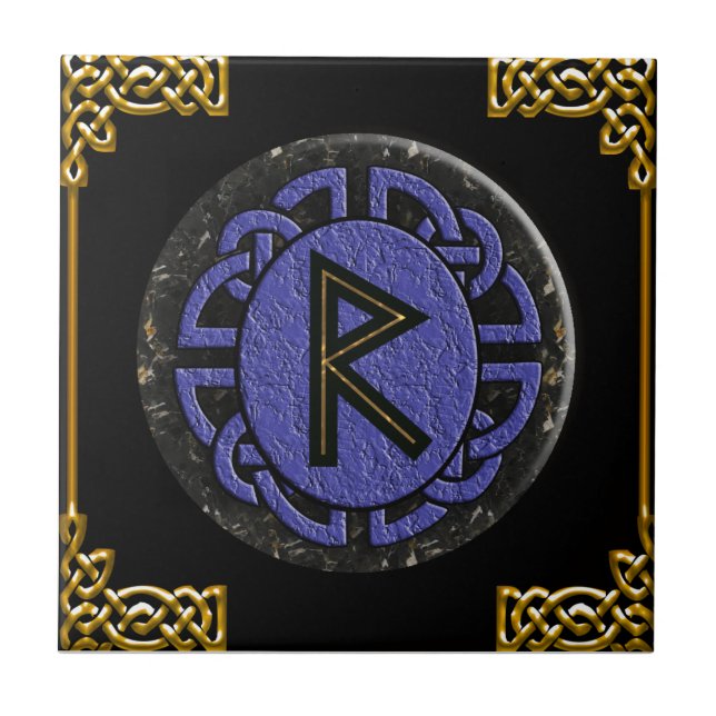 Azulejo De Cerámica un más viejo futhark del "raidho" (Frente)