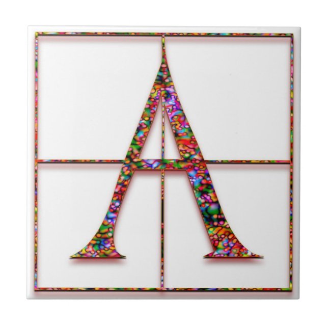 Azulejo De Cerámica Un mosaico de monograma del Personalizado rojo Tra (Frente)