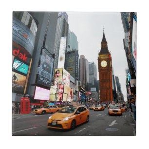 Azulejo De Cerámica ¡Un Mundo Mezclado! - Nueva York y Londres