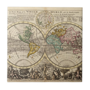 Azulejo De Cerámica Un nuevo mapa del mundo entero con los vientos