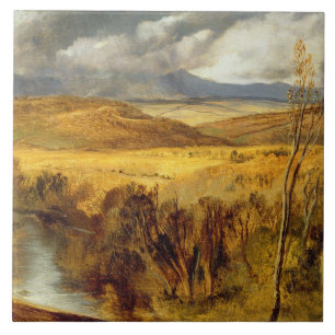 Azulejo De Cerámica Un paisaje de la montaña, c.1825-35 (aceite a
