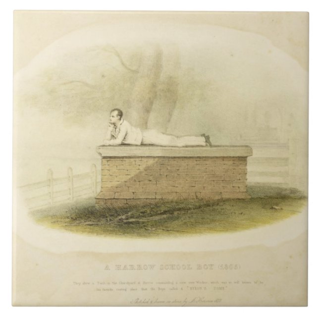 Azulejo De Cerámica Un señor Byron (1788-1824 del escolar de la grada (Frente)