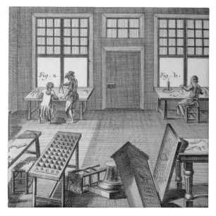 Azulejo De Cerámica Un taller de los inlayer de los muebles, del