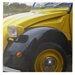 Azulejo De Cerámica Un viejo Citroen 2CV 2 CV negro y amarillo,