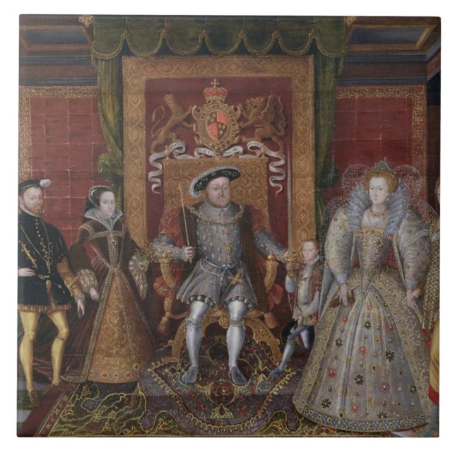 Azulejo De Cerámica Una alegoría de la sucesión de Tudor: La familia (Frente)