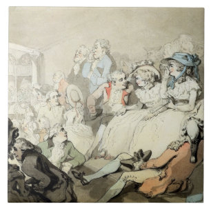 Azulejo De Cerámica Una audiencia que mira un juego, c.1785 (la pluma
