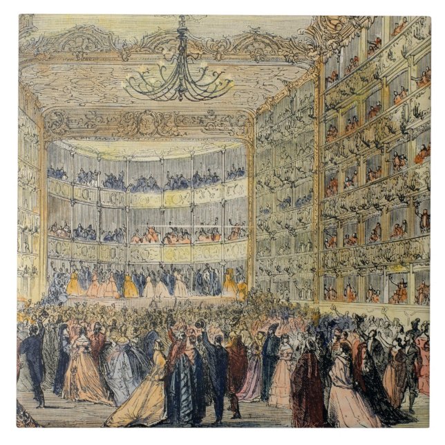 Azulejo De Cerámica Una bola enmascarada en el teatro de Fenice, (Frente)