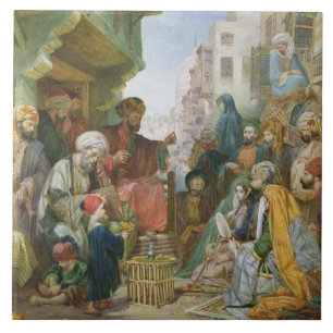 Azulejo De Cerámica Una calle en El Cairo (w/c en el papel)