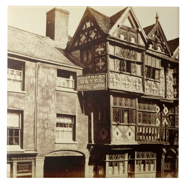 Azulejo De Cerámica Una calle en Ludlow (foto de b/w) (Frente)