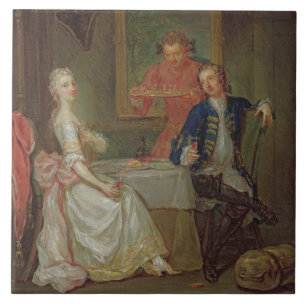 Azulejo De Cerámica Una conversación de la cena (un hombre y una mujer