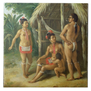 Azulejo De Cerámica Una familia del Carib de las islas de sotavento