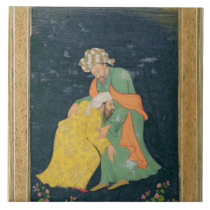 Azulejo De Cerámica Una mulá que arquea abajo a un hombre en el