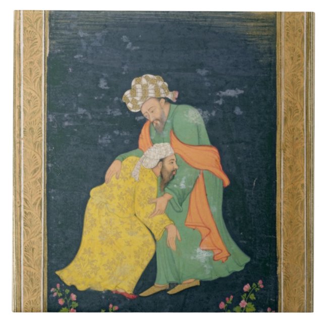 Azulejo De Cerámica Una mulá que arquea abajo a un hombre en el (Frente)