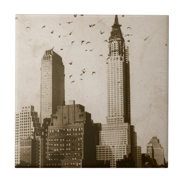 Azulejo De Cerámica Una multitud de volar de los pájaros (Frente)