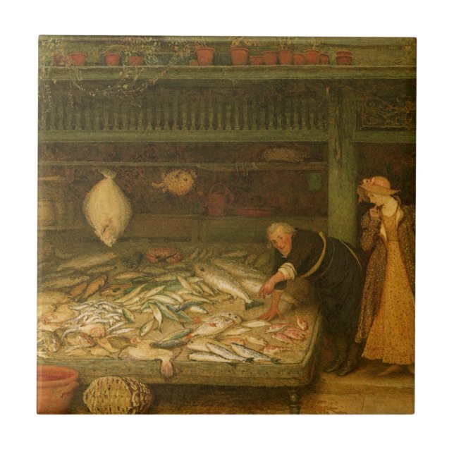 Azulejo De Cerámica Una pescadería por Frederick Walker (Frente)