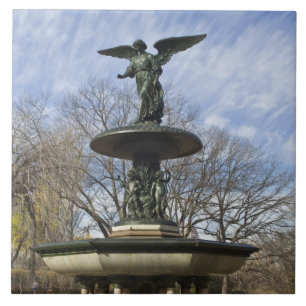 Azulejo De Cerámica Una seca fuente Bethesda invernal en Central Park