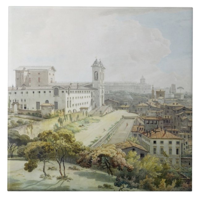 Azulejo De Cerámica Una vista de Roma tomada del Pincio, 1776 (w/c ov (Frente)