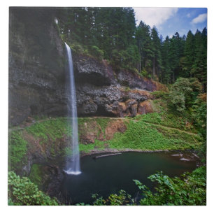 Azulejo De Cerámica Una vista de South Falls en Silver Falls State Par
