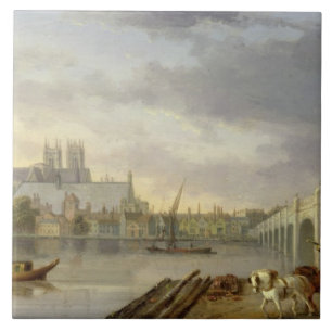 Azulejo De Cerámica Una vista del puente de Westminster y de la abadía